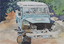 giclee of watercolour painting of Land-Rover 