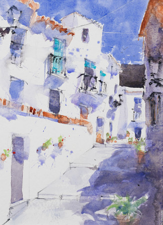 Giclée from watercolour painting Frigiliana by Klaus Hinkel