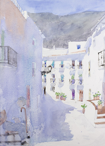 watercolour painting Frigiliana by Klaus Hinkel