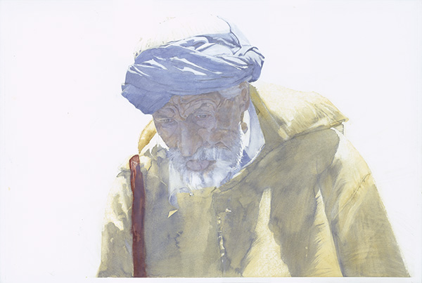 watercolour painting Blue Turban by Klaus Hinkel