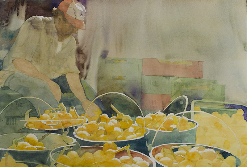 watercolour painting Mercadillo by Klaus Hinkel