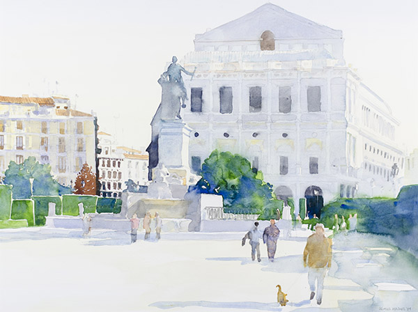 watercolour painting Opera de Madrid by Klaus Hinkel