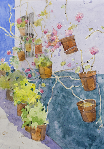 watercolour painting Andalusian Stillife, Pampaneira by Klaus Hinkel