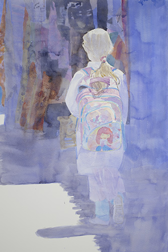 watercolour painting Schoolgirl by Klaus Hinkel